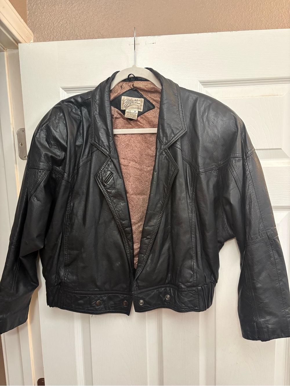 100% genuine leather Brass Plum Nordstrom vintage cropped jacket collared M